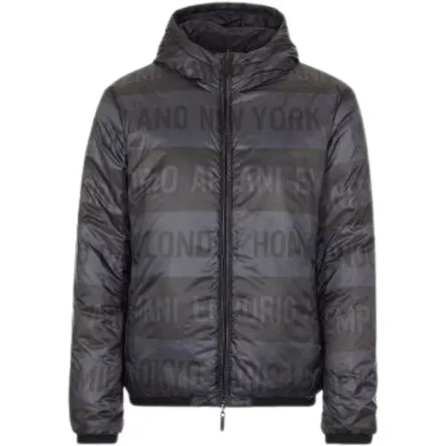 Reversible All-Over Print Bomber Jacket , male, Sizes: XL - Emporio Armani - Modalova