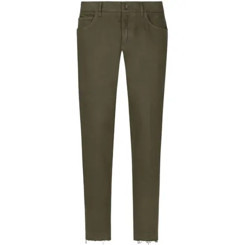 Khaki Slim-Fit Baumwoll Jeans , Herren, Größe: XL - Dolce & Gabbana - Modalova