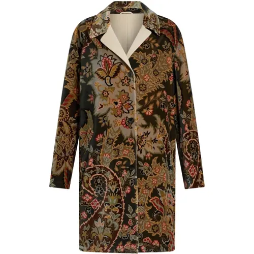 Green Paisley Print Classic Coat , female, Sizes: XL, 2XS, S - ETRO - Modalova