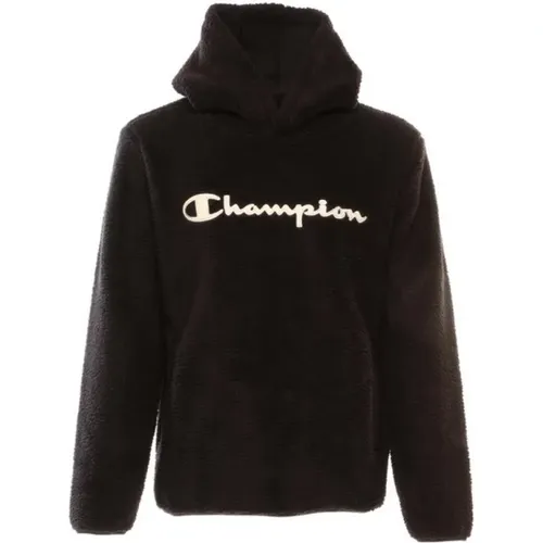 Schwarzer Fleece Hoodie mit großem Logo , Herren, Größe: M - Champion - Modalova