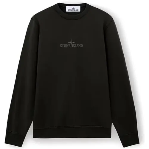 Baumwollfleece Crewneck Sweatshirt Bleigrau , Herren, Größe: L - Stone Island - Modalova