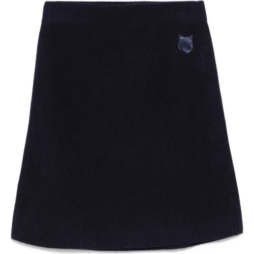 Knit Skirt with Fox Patch , female, Sizes: L, M - Maison Kitsuné - Modalova