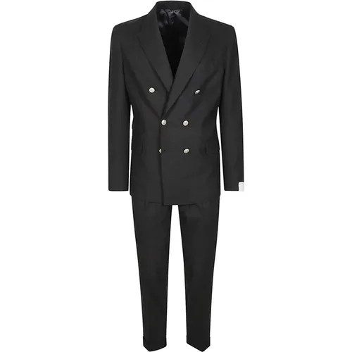 Double Breasted Suits, male, , Size: 4XL Double-Breasted Wool Suit 14 Micron - Eleventy - Modalova