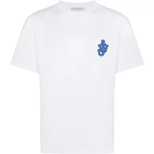 Anker Logo Weißes Baumwoll T-shirt , Herren, Größe: XS - JW Anderson - Modalova