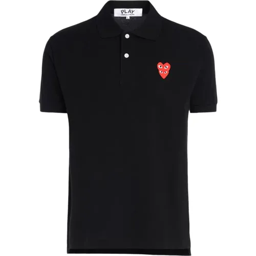 Polo Shirts, male, , Size: M Polo Shirt with Overlapping Hearts - Comme des Garçons Play - Modalova