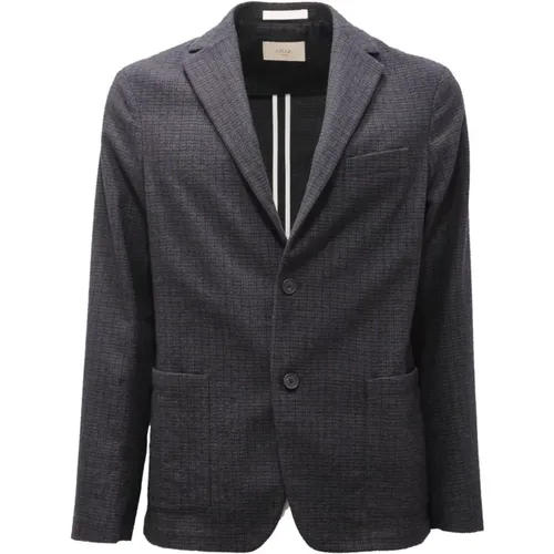 Blazers, male, , Size: XL Checked wool/cotton jacket, made in Italy - Altea - Modalova