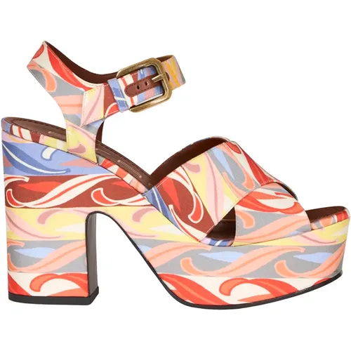 White Platform Sandals with Summer Print , female, Sizes: 8 UK, 7 UK, 4 UK, 6 UK, 5 UK - ETRO - Modalova