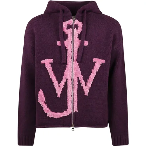 Zip-throughs, male, , Size: S Anchor Hoodie Zip Up Jacket - JW Anderson - Modalova