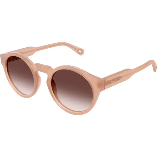 Sunglasses, female, , Size: 52 MM Nude/Brown Shaded Sunglasses - Chloé - Modalova