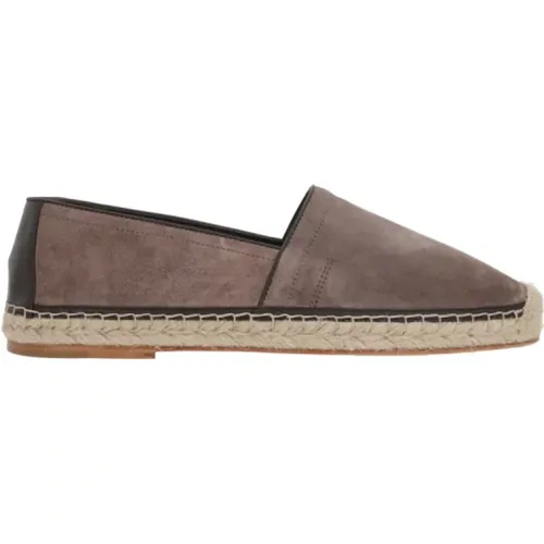 Espadrilles, male, , Size: 10 US Gray Suede Flat Espadrilles - BRUNELLO CUCINELLI - Modalova