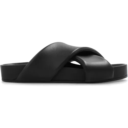 Sliders, male, , Size: 7 US Leather slides - Jil Sander - Modalova