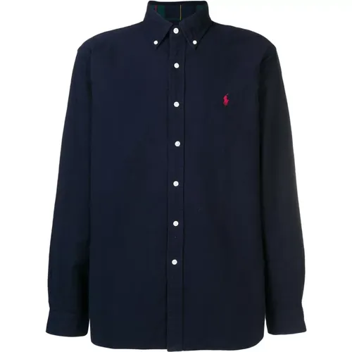 Navy Cotton Long-Sleeved Shirt , male, Sizes: XL, S - Ralph Lauren - Modalova