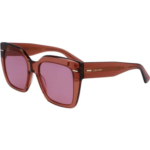Violet Sunglasses,/Grey Sunglasses,Havana/ Shaded Sunglasses, Avio Sunglasses,CK23508S-001 Sonnenbrille Schwarzes Gestell - Calvin Klein - Modalova