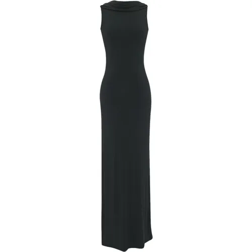 Dress with Back Neckline and Lateral Slit , female, Sizes: M - Saint Laurent - Modalova
