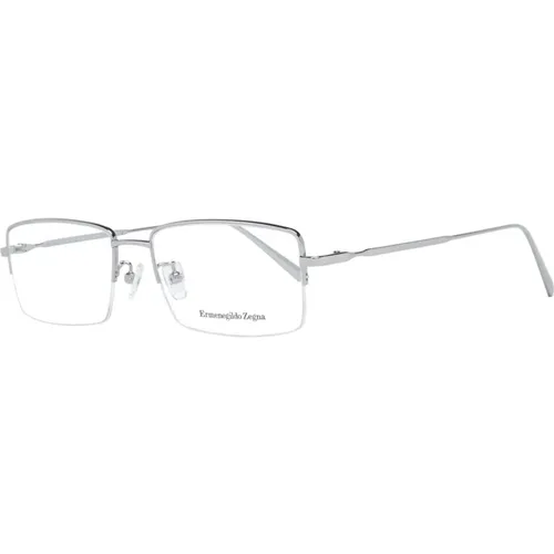 Glasses, male, , Size: ONE SIZE Silver Titanium Half-Rim Optical Frames - Ermenegildo Zegna - Modalova