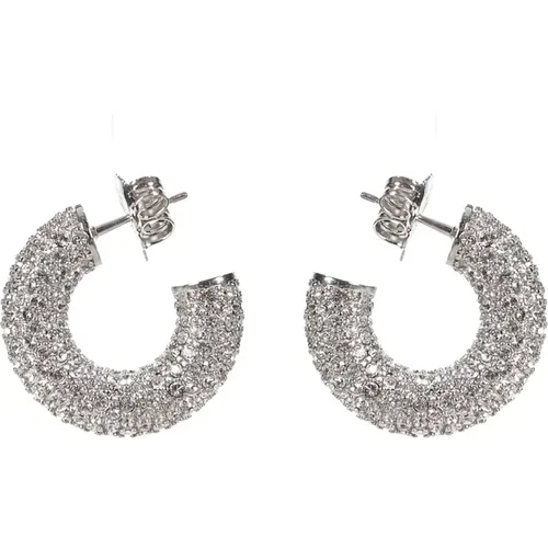 Mini Hoop Ohrringe Silber Weiße Kristalle - Amina Muaddi - Modalova
