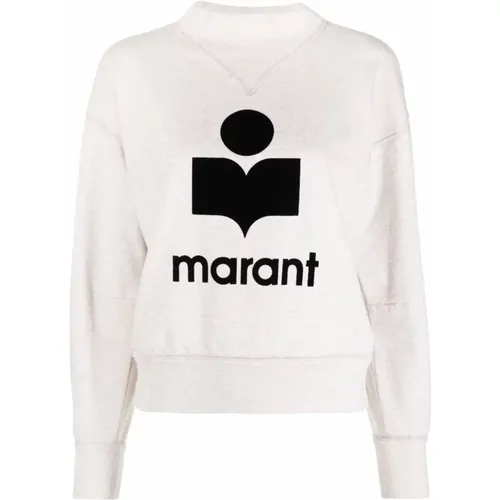 Ecru Flocked-Logo Sweatshirt , Damen, Größe: S - Isabel Marant Étoile - Modalova