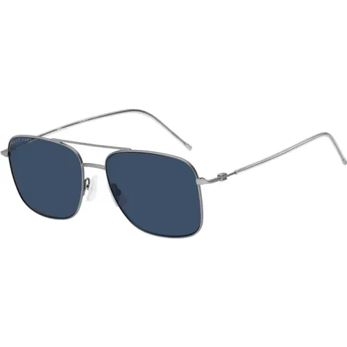 Stylish Sunglasses in Ruthenium/Blue,Matte Schwarze/Graue Sonnenbrille - Hugo Boss - Modalova