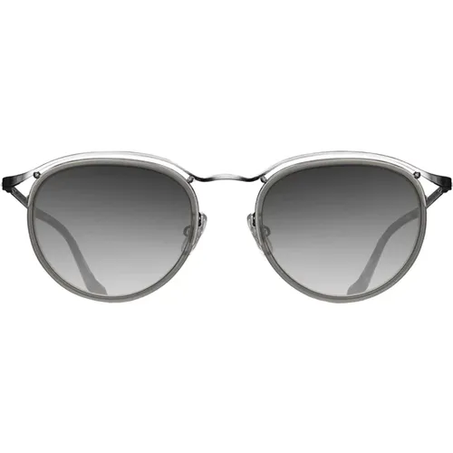 Sunglasses, unisex, , Size: 45 MM Brushed Silver Matte Grey Crystal Sunglasses - Matsuda - Modalova