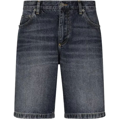 Straight-leg cotton denim shorts , male, Sizes: L, M - Dolce & Gabbana - Modalova