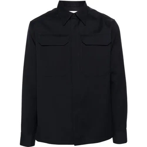 Wool Gabardine Shirt with Pockets , male, Sizes: M - Jil Sander - Modalova