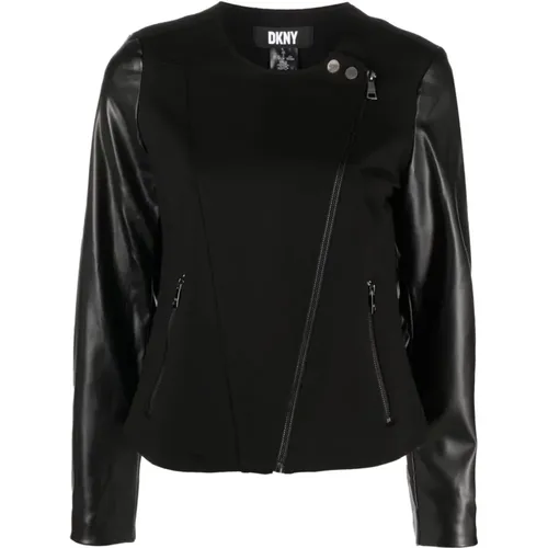 Schwarze Moto Jacke Casual Stil - DKNY - Modalova