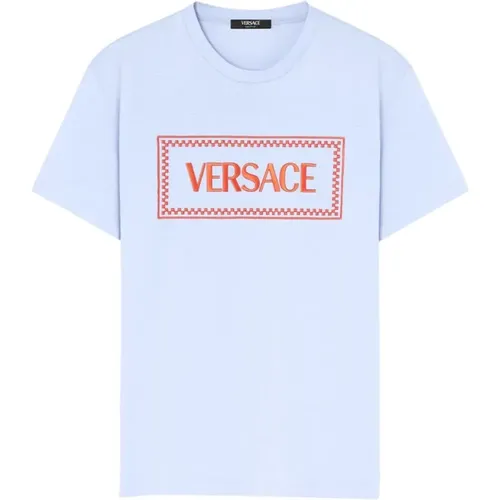 Blaue Clear T-Shirts und Polos , Herren, Größe: M - Versace - Modalova