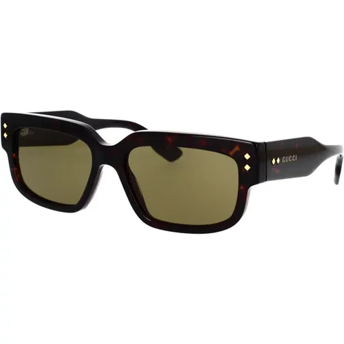 Bold Rectangular Sunglasses with Metal Rivets , male, Sizes: 56 MM - Gucci - Modalova