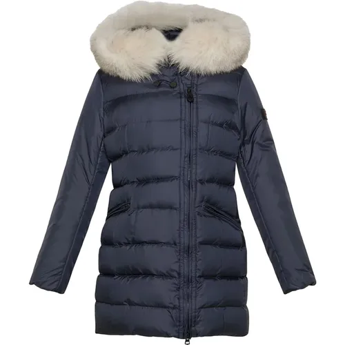 Winter Jackets, unisex, , Size: 16 Y Elegant Fox Fur Collar Puffer Jacket - Peuterey - Modalova