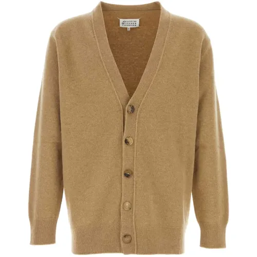 Cardigans, male, , Size: 2XL Cappuccino Wool Cardigan - Maison Margiela - Modalova