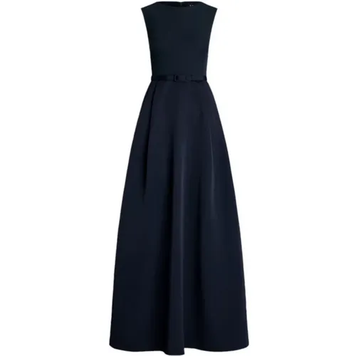 Blaues Fit-and-Flare Kleid mit Gürtel , Damen, Größe: 2XS - Ralph Lauren - Modalova