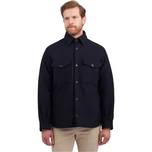 Marineblaue Wollmischung Overshirt Jacke , Herren, Größe: S - Brooks Brothers - Modalova