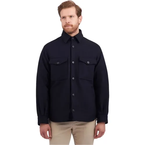 Marineblaue Wollmischung Overshirt Jacke , Herren, Größe: L - Brooks Brothers - Modalova