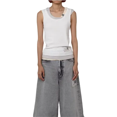 Layered Knit Sleeveless Top , female, Sizes: 2XS, XS - Mihara Yasuhiro - Modalova
