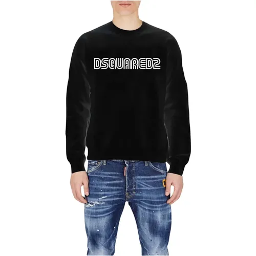 Schwarzer Baumwollpullover mit Rundhalsausschnitt , Herren, Größe: M - Dsquared2 - Modalova