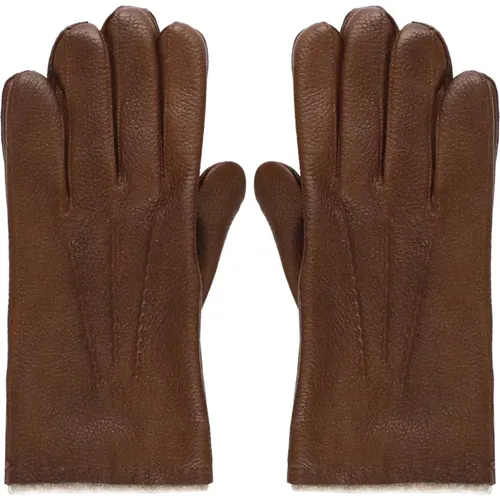 Leather Wool Cashmere Gloves with Embroidered Details , male, Sizes: 9 IN, 9 1/2 IN - Orciani - Modalova