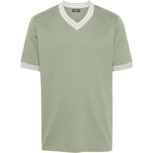 V-Neck Cotton T-Shirt , male, Sizes: 3XL - PESERICO - Modalova