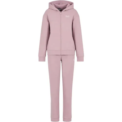 Hooded Sweat Suit in Solid Color , female, Sizes: S, XS - Emporio Armani EA7 - Modalova