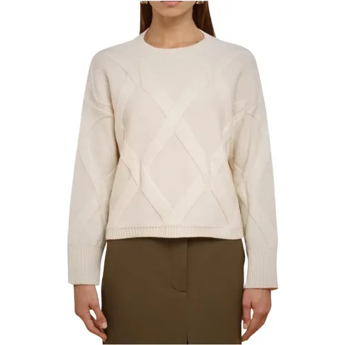 Ivory Wollpullover, Geprägter Crop-Stil , Damen, Größe: S - Liviana Conti - Modalova