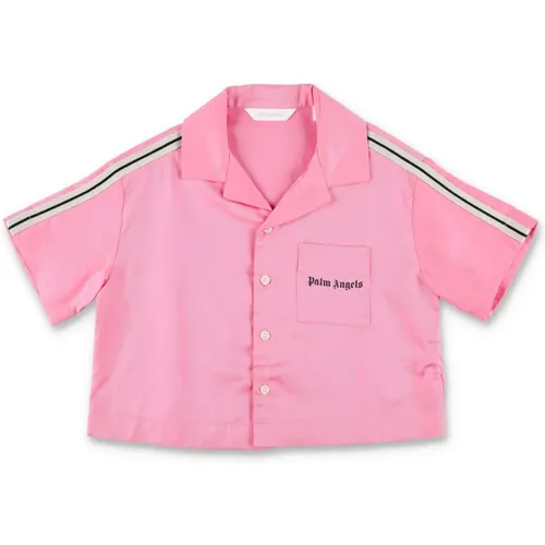 Rosa Cropped Shirt mit Logo-Print - Palm Angels - Modalova