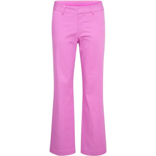 Chinos, female, , Size: XS Flared Chino Pants Cyclamen - Kaffe - Modalova