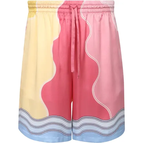 Casual Shorts, male, , Size: XS Printed Satin Bermuda Shorts - Casablanca - Modalova