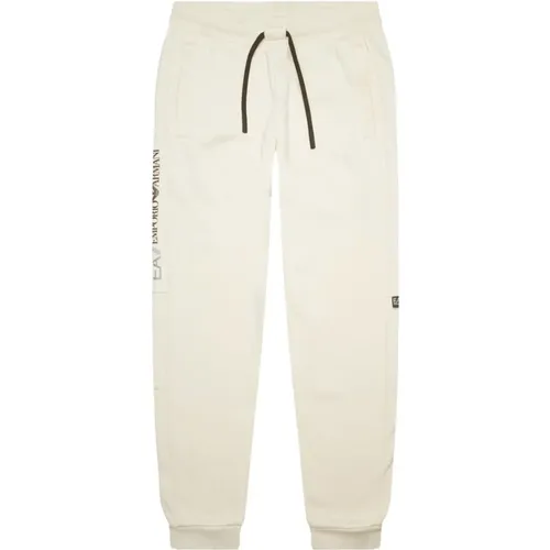 Sweatpants, male, , Size: S Ivory Trousers for Men - Emporio Armani EA7 - Modalova