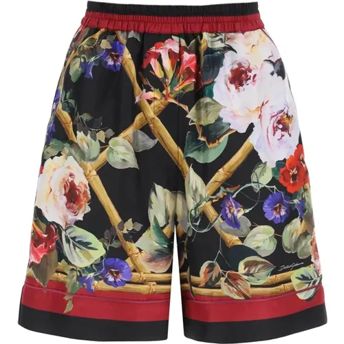 Rose Garden Pajama Shorts , female, Sizes: XS - Dolce & Gabbana - Modalova