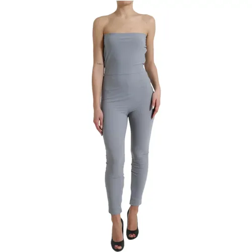 Strapless Grey Bodycon Jumpsuit Dress , female, Sizes: XS - Dolce & Gabbana - Modalova