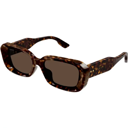 Havana/Green Sunglasses , female, Sizes: 54 MM - Gucci - Modalova