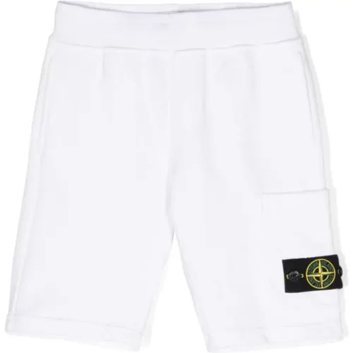 Weiße Jersey Shorts mit Signaturabzeichen - Stone Island - Modalova