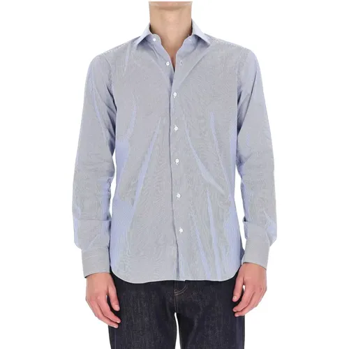 Casual Shirts, male, , Size: 2XL Camicia bacchettata in popeline stretch linea Milano - Barba - Modalova