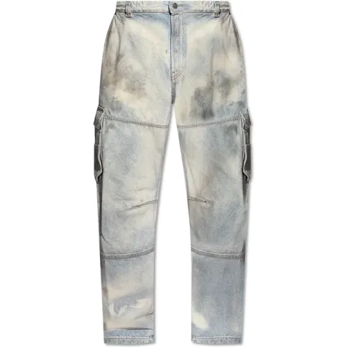 Straight Jeans, male, , Size: W34 Jeans D-Fish-Cargo L.32 - Diesel - Modalova