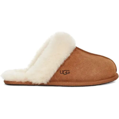 Luxurious Suede Slippers with Sheepskin Collar , female, Sizes: 3 UK - Ugg - Modalova